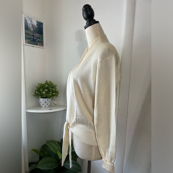 FIA ITALIA women's cardigan ivory, bow at waist SIZE M - Picture 4 of 17